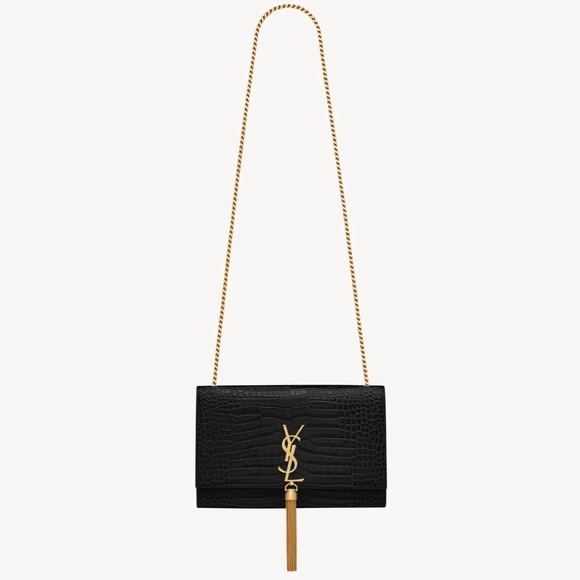 AUTHENTIC eYSL KATE MEDIUM TASSEL IN CROCODILE-EMBOSSED LEATHER box - Picture 1 of 5
